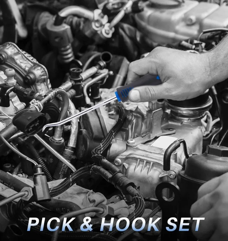 4PCS 165mm Blue Car Oil Seal Screwdriver Set Hose Removal Hook Set O-Ring Seal Gasket Puller Remover Pick Hooks Repair Tools