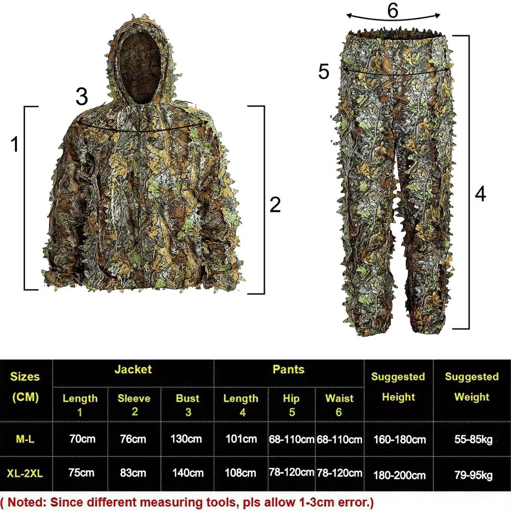 Ghillie Anzug Männer Frauen Kinder 3D Blatt Bionic Camouflage Jagd Kleidung CS Schießen Anzug Taktische Kampf Kleidung Set