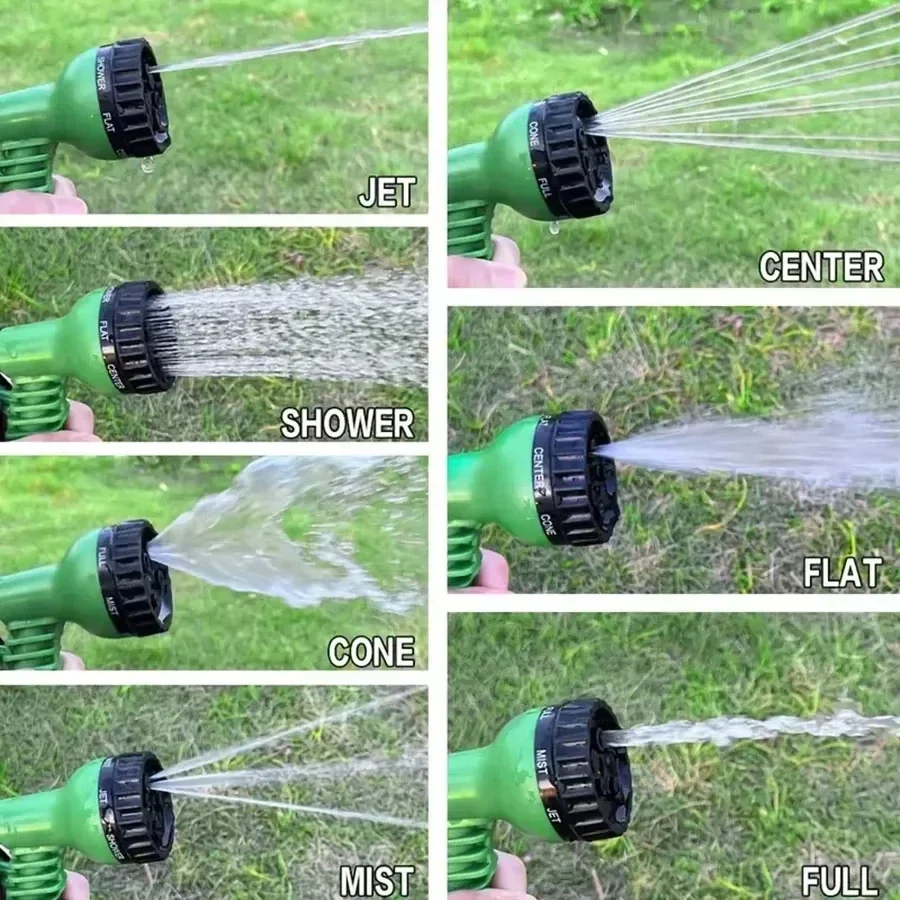 200FT ขยายแรงดันสูง Magic Hose 7 ฟังก์ชั่นการพ่นน้ําปืนวัสดุทนทานบ้านสวนรดน้ําเครื่องมือ