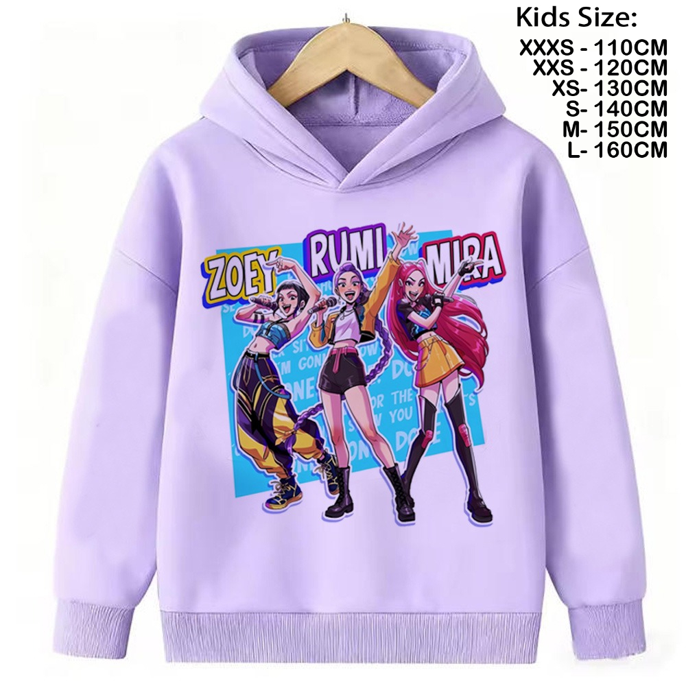KPop Demon Hunters Hoodies Bebê Menina Menino Roupas Moda Casual Moletons Com Capuz K-Pop Demon Hunters Pulôver Crianças