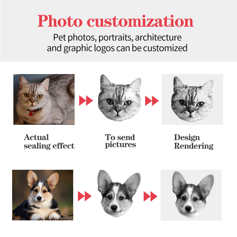 Custom-Made Pet Portrait Stamp DIY For Dog Figure Seal Personalized Cat Doggy Cuztomized Memento Chapter for Bookkeeping