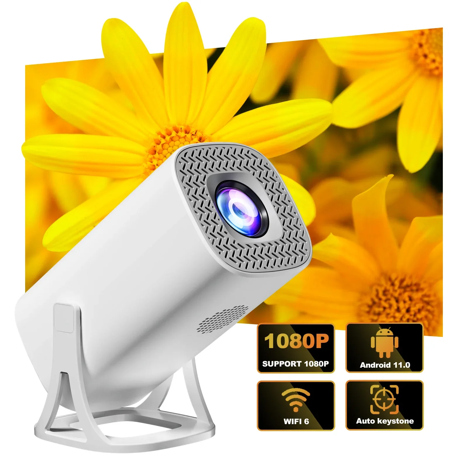 RUSMR New S40 ultra mini intelligent projector: 720P gaming projector, Android 11, WiFi, 8GB and classic Ps1 console support