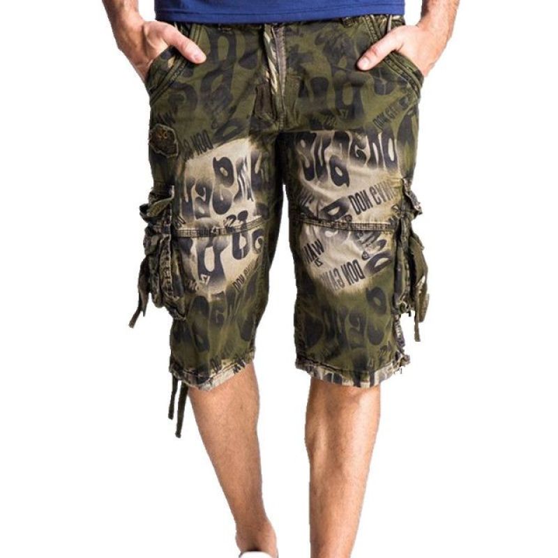 COLDKER Cargo Shorts for Men Multiple Pockets Hiking Men's Cargo Shorts Camo Male Bermuda Short Pants Daily Wear