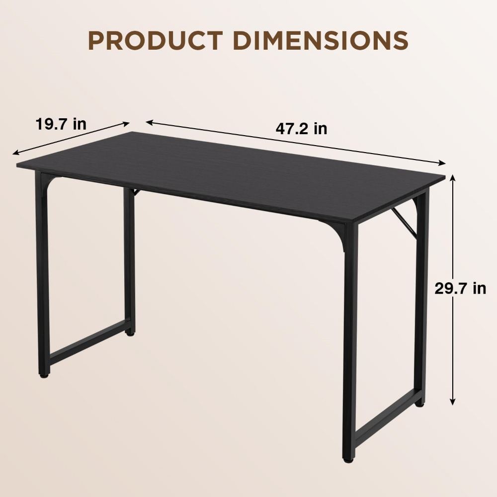 47 in Computer Desk Gaming Desk Multi-Function Writing Table Student Art Modren Simple Style PC Wood and Metal Desk Workstation