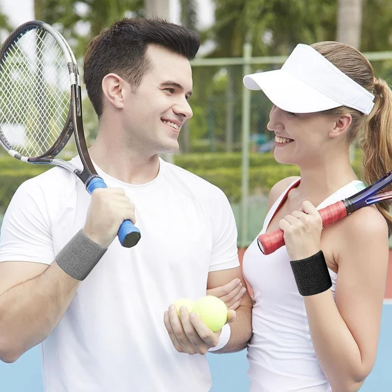 Nuevo 1 par 2 uds conjunto de muñequeras de algodón transpirables pulseras absorbentes para el sudor para tenis fútbol baloncesto correr gimnasio