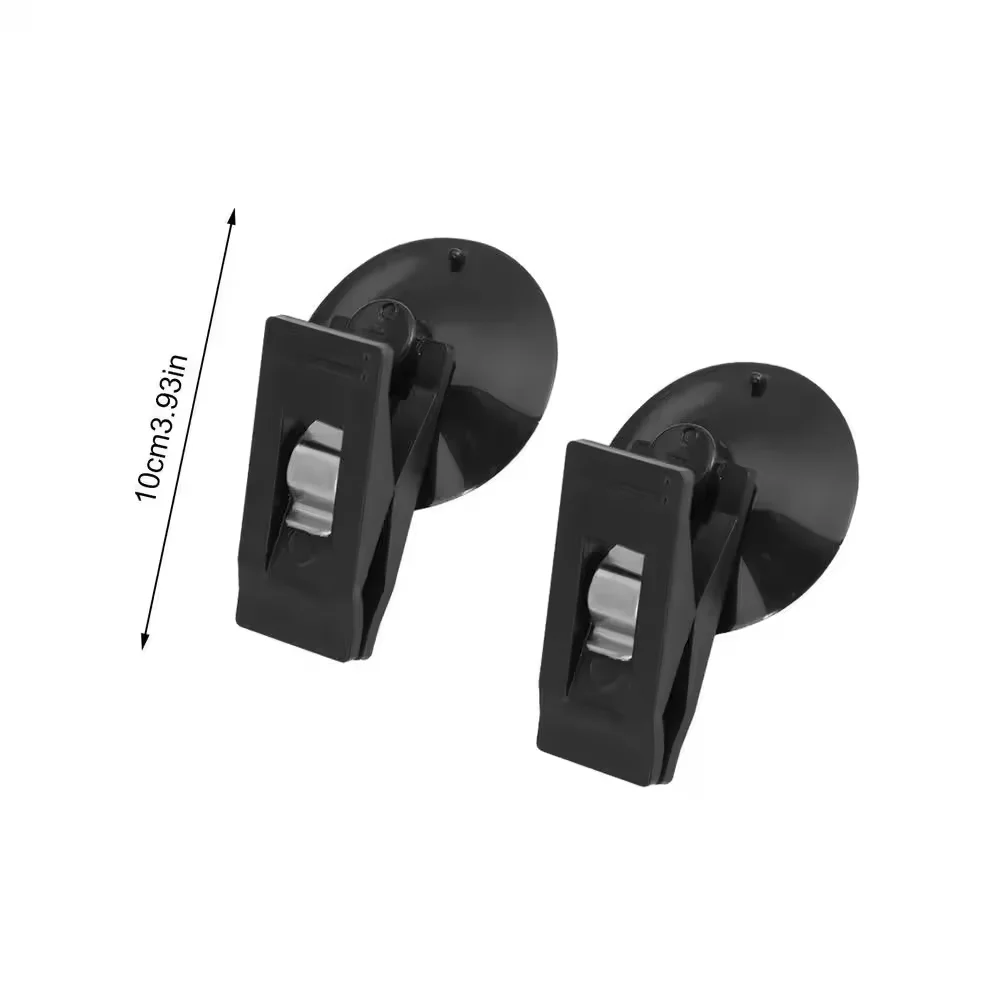 1-2 paia di clip per finestra interna per auto, supporto per tappo di aspirazione nero, ventosa in plastica, supporto rimovibile per biglietto per asciugamani, tende parasole
