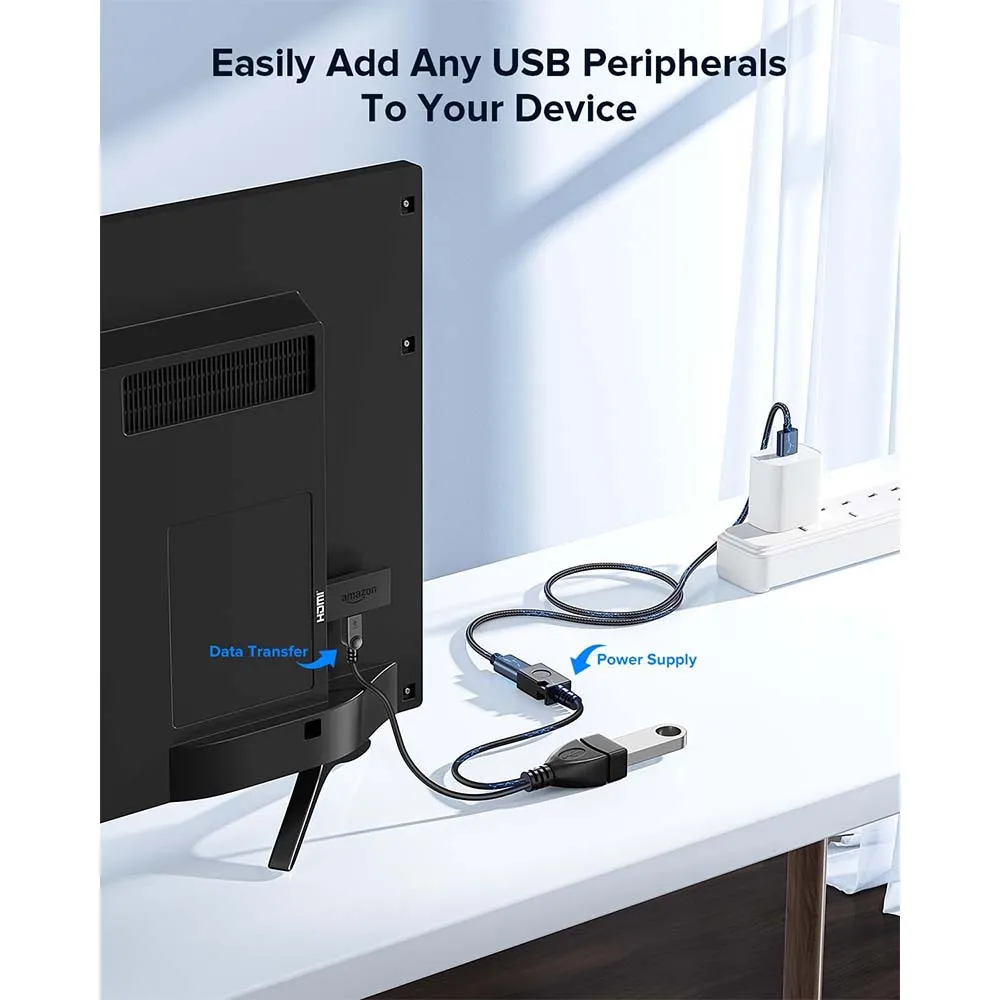 WESOPRO 2 en 1 Cable OTG de repuesto para Fire Stick 4K Compatible con Android Phone Tablet Micro USB Host con alimentación Micro USB