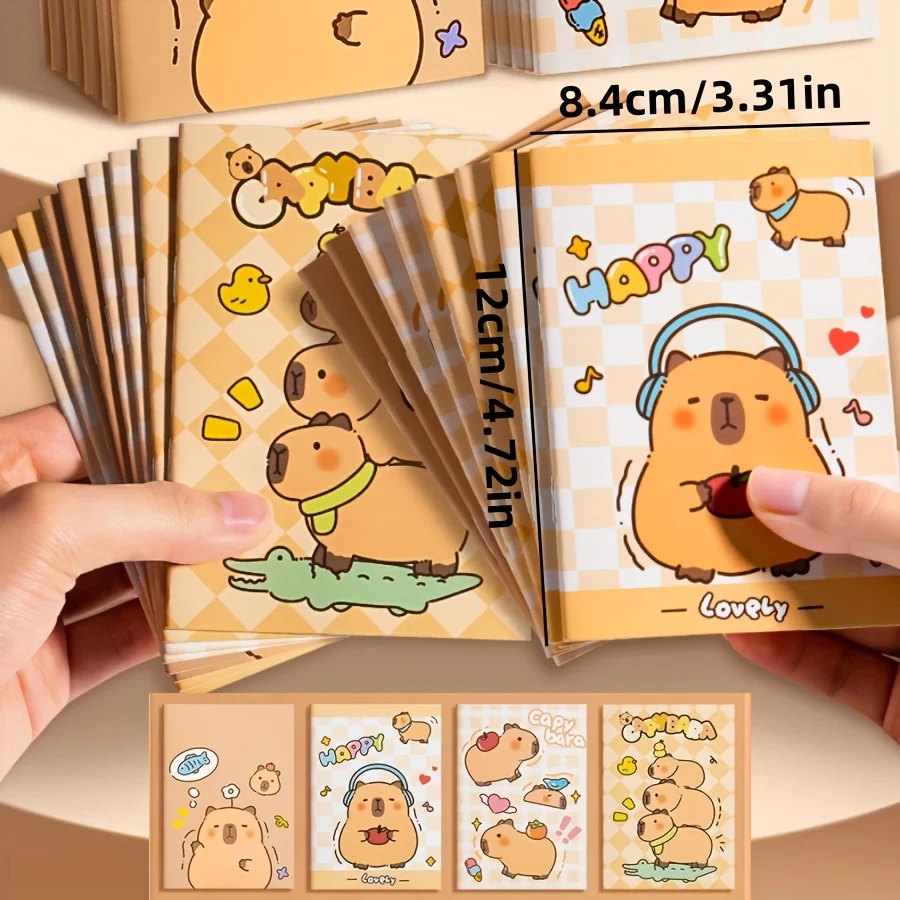 10 Pack Mixed Cute Capybara Mini Notebook Set Pocket Notebook Journals Diary Planning Memo Notepad Fun Cartoon Stationery Gift