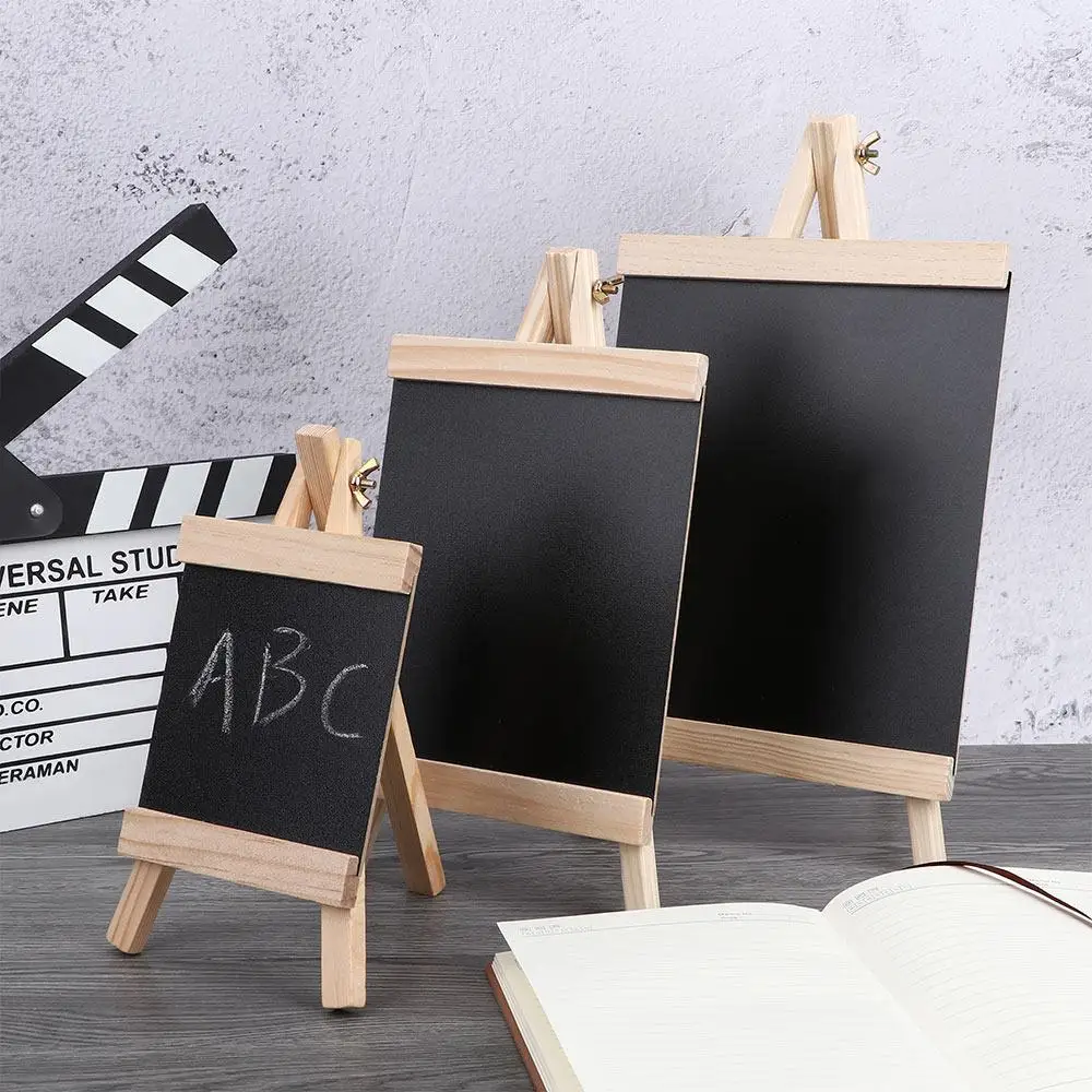 Mini Memo Desktop Message Chalk Collapsible Black Blackboard Chalkboard Wooden Boards Pine Wood Easel