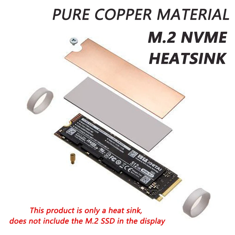 Радиатор M.2 SSD NVME NGFF M.2 2280, твердотельный жесткий диск из чистой меди, радиатор B80, тонкий Охлаждающий радиатор для компьютера и ноутбука