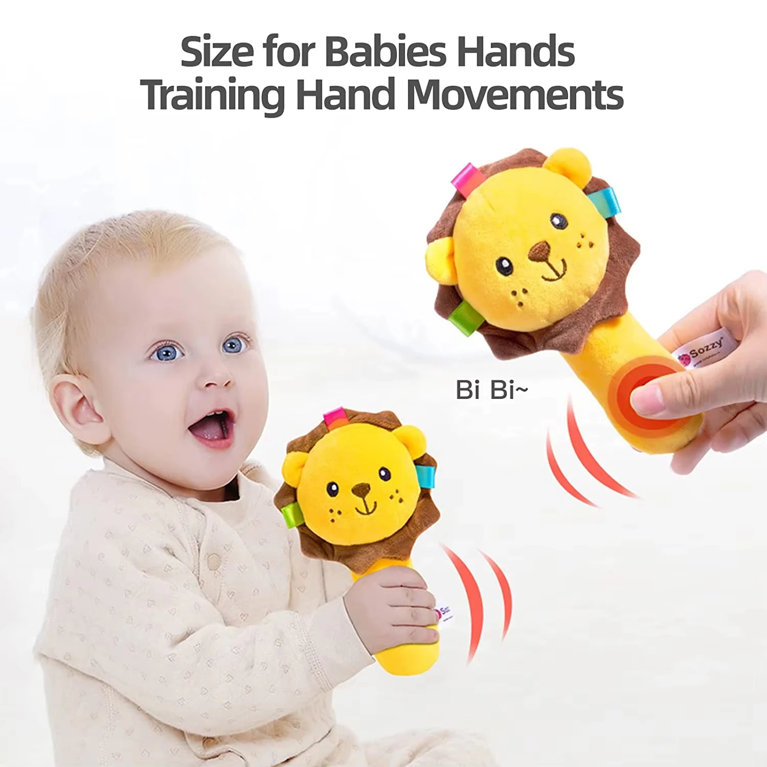 Rabbit Lion Wrist Rattles Plush Stuffed Handbell Baby Soft Rattle Toys Early Development Shaker Crinkle Squeaky Sensory Rattles