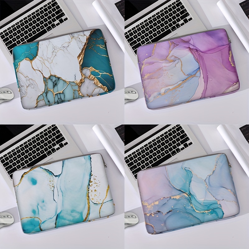 1-piece set, marble print pattern laptop bag, briefcase, suitable for 14 inch laptops, fixed laptop bag