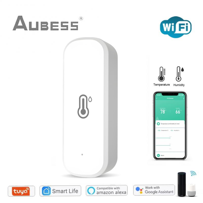 Tuya-Sensor inteligente de temperatura y humedad, WiFi, aplicación remota SmartLife, Monitor, termómetro para el hogar, funciona con Alexa y Google Home