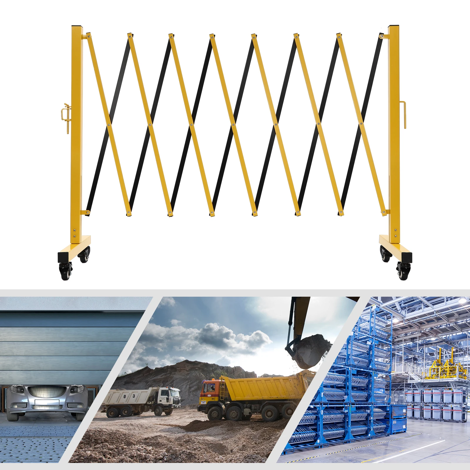 Traffic Fence Safety Barrier Door Mobile Barrier Gate Adjustable Expandable,Heavy-Duty Folding Security Gate, Universal Wheels