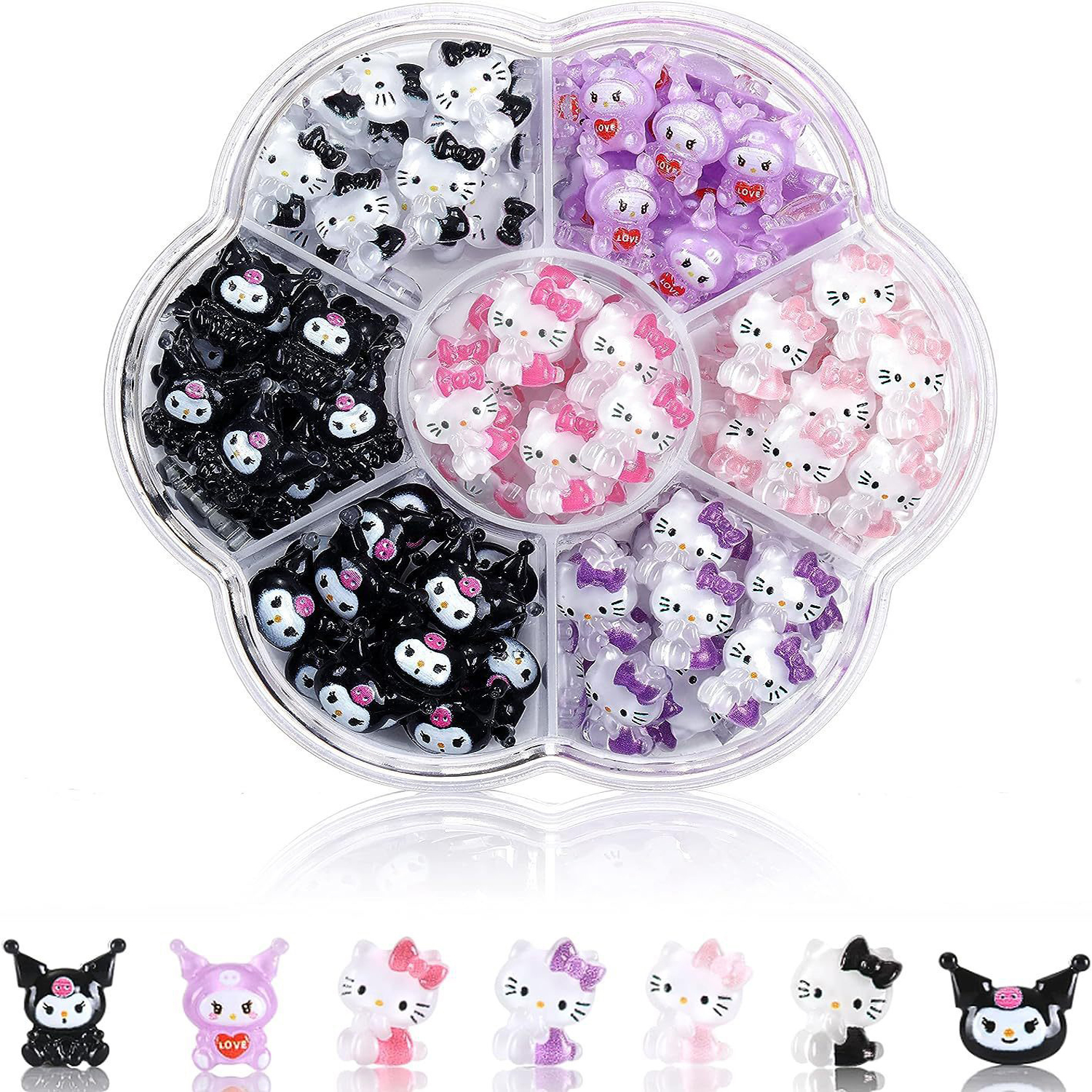70 PCS/50 PCS Sanrio Hello Kitty Kawaii การ์ตูน Kuromi เล็บ Charms ชุด 3D เล็บ Rhinestone อัญมณีสําหรับเล็บ Art Deco Y2K