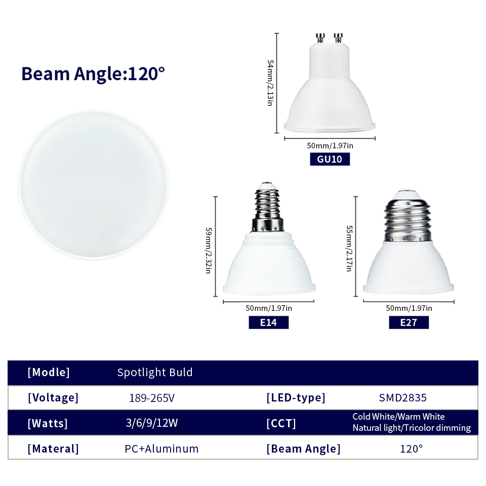8PCS GU10 E27 E14 Lampada Led-lampe 220V Bombillas LED Lampe Scheinwerfer 3W 6W 9W 12W LED 2835 SMD Innen Beleuchtung Hause Dekoration