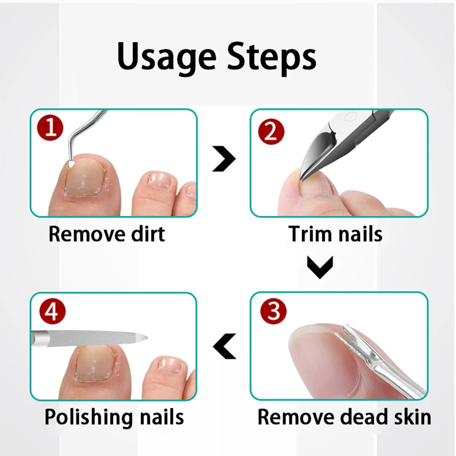 Herramienta de pedicura para uñas gruesas y encarnadas, kit de cortaúñas para pies, herramienta para el cuidado de uñas con hoja curva súper afilada de acero inoxidable