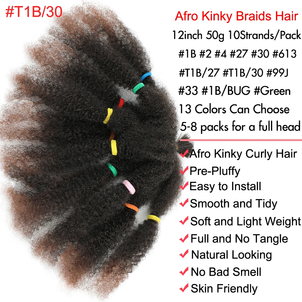 Afro Perwersyjne kręcone włosy Luzem Syntetyczne 12-calowe warkocze Ombre Marley Twists#1B 4 27 30 33 99J Zielony Ombre Fioletowy Brąz Kolory