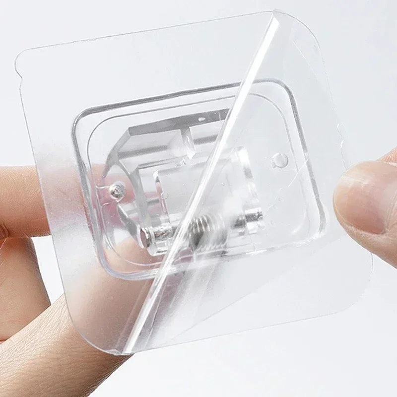 Soporte de barra de cortina autoadhesivo, ganchos de abrazadera ajustables sin clavos, sin perforación, para uso doméstico, cocina y baño, 2/12 Uds.