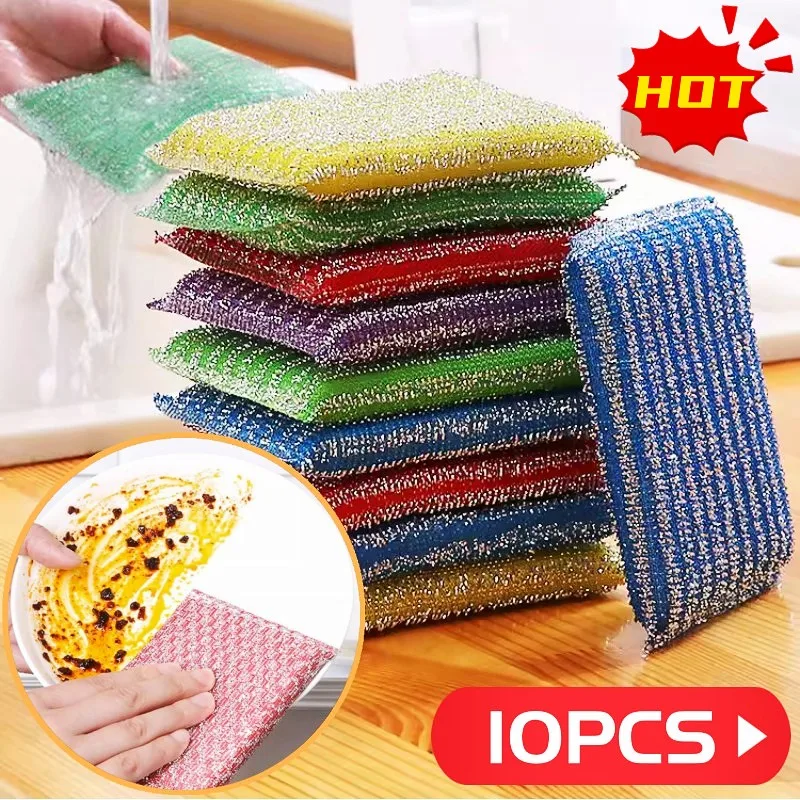 Esponja para lavar platos de doble cara, esponja para fregar sin arañazos, esponjas para lavar ollas, cocina casera, trapos de esponja para limpiar platos engrosados