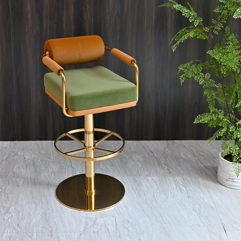 Boutique Modern Metal Bar Stools Light Luxury Bar Stools Cafe Bar Counter Swivel High Stools