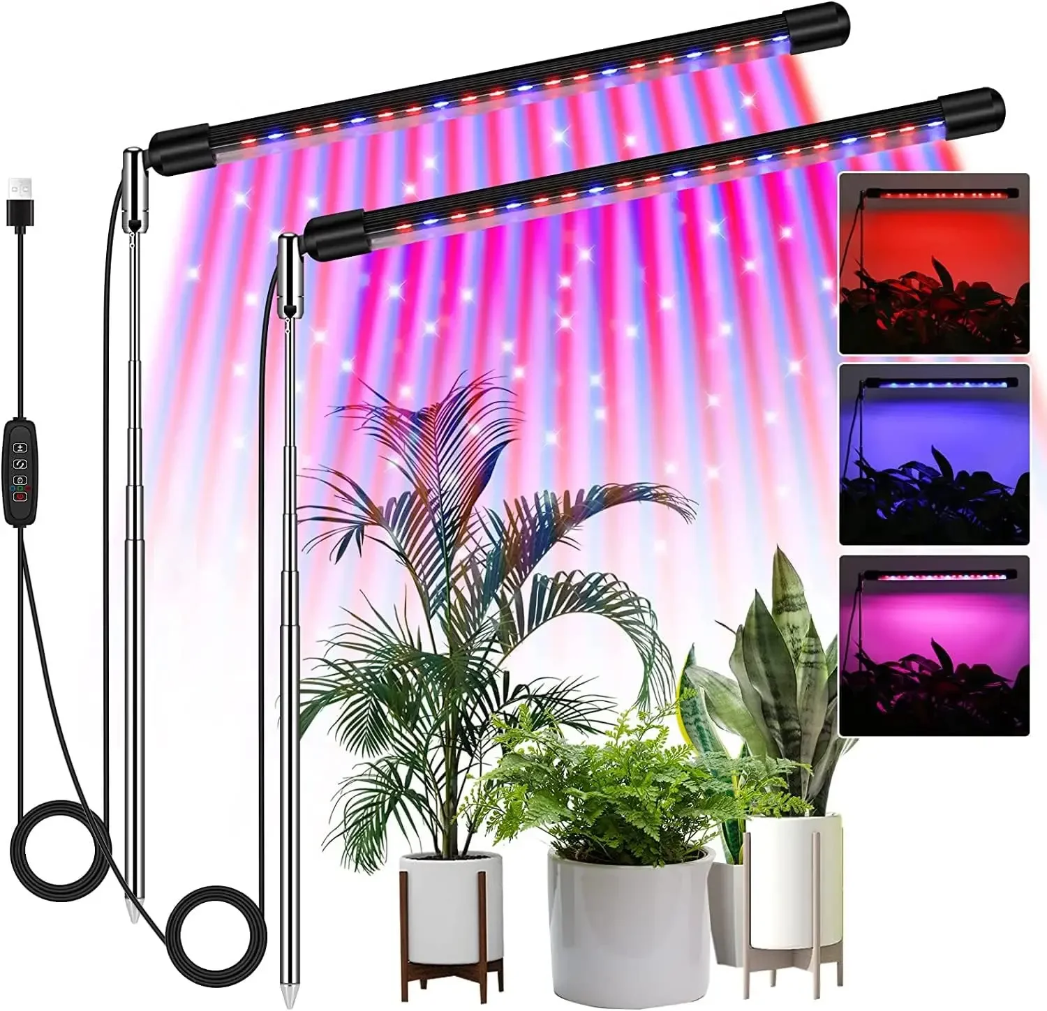 Lámpara LED USB de espectro completo para cultivo de plantas, luz roja y azul para invernadero de interior, plántulas de flores, tubo telescópico Phyto Light, 5V