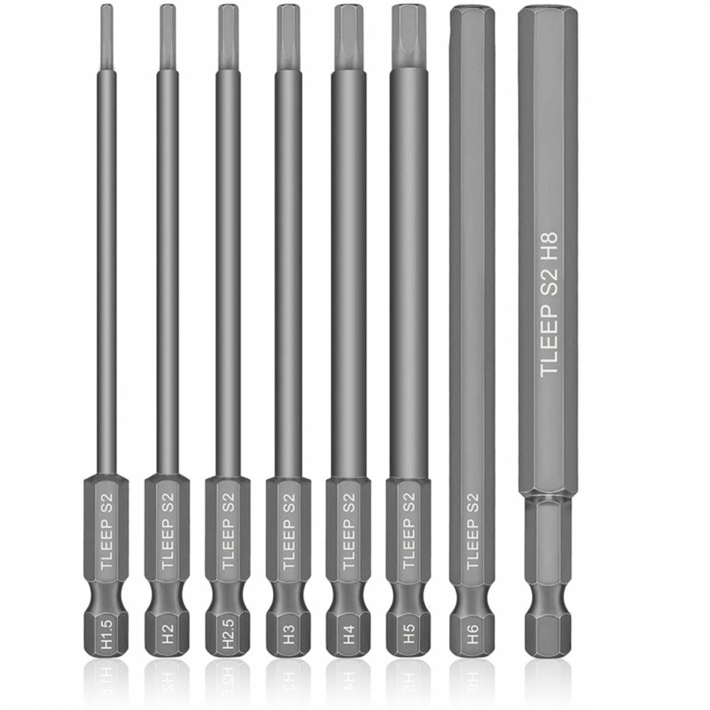 8-teiliges 1/4 Zoll Sechskantschaftkopf-Inbusschlüssel-Schraubendreher-Steckschlüssel-Bit, metrisches magnetisches Schraubendreher-Bit-Set