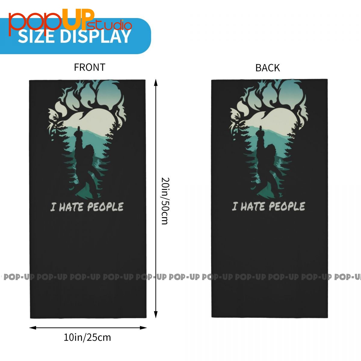 Bigfoot Médio Dedo Pegada Máscara Facial, Camping Pescoço Gaiter, Bandana Lenço, Eu Odeia Pessoas