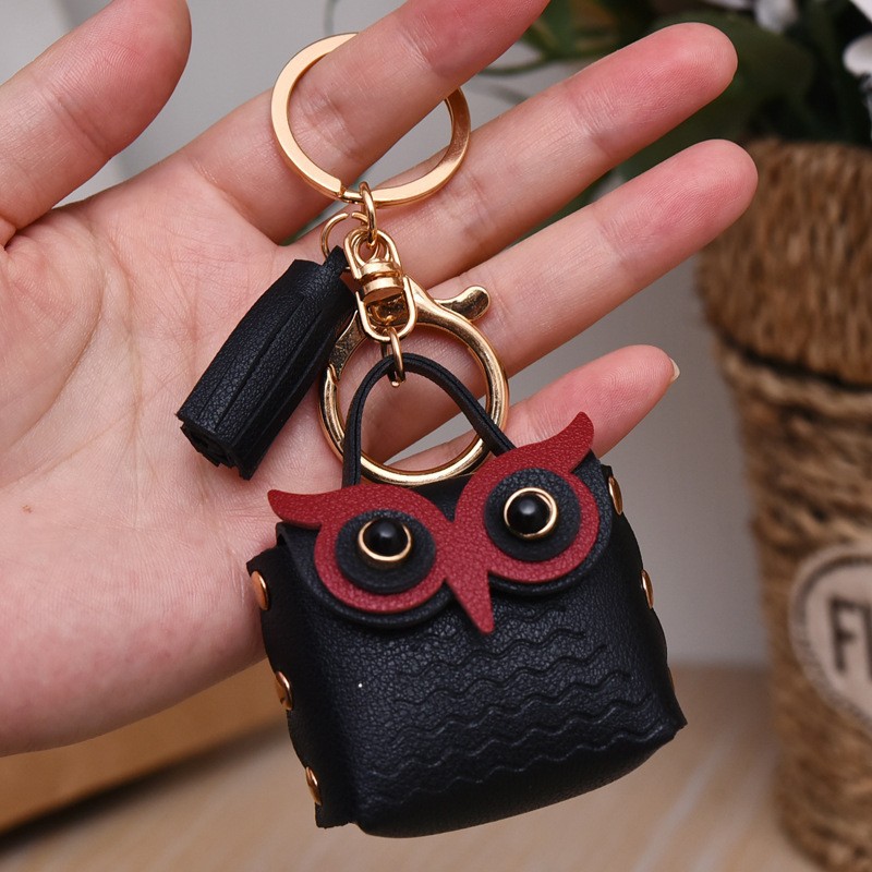 1 PC carino portachiavi gufo portamonete mini borsa da scuola portachiavi per auto ciondolo portafoglio da donna portamonete in pelle PU portamonete portachiavi