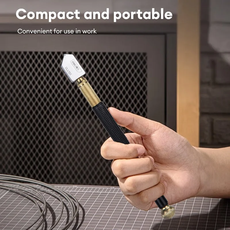 Deli Durable High Quality Brand New Glass Cutter Small Size Steel Blade Anti-skid Handle Cutting Tool Diamond Cutter Head Knifes