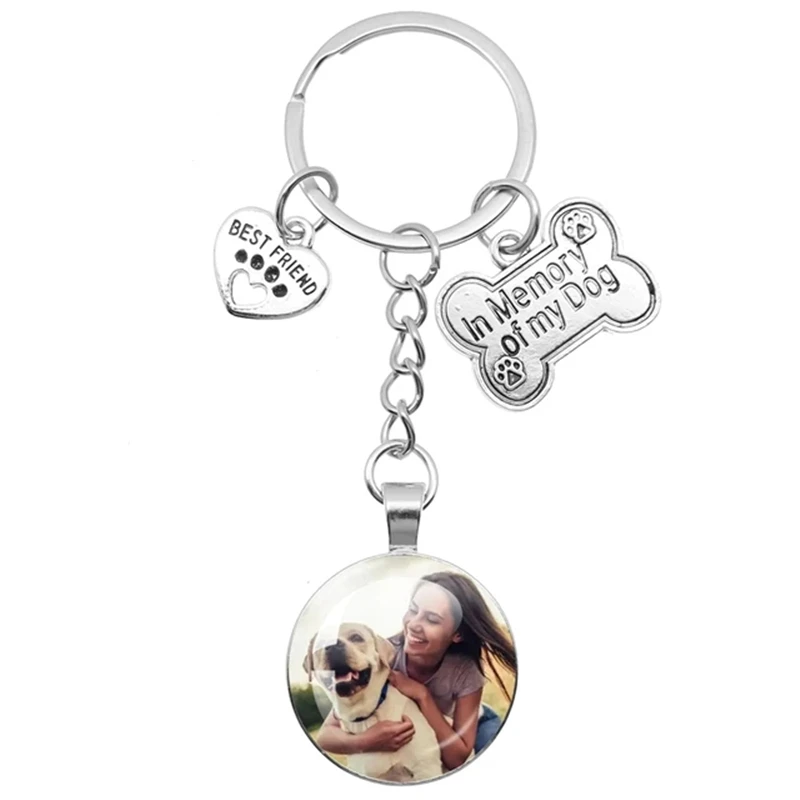 CUSTOM สัตว์เลี้ยง Photo Key แหวน Memory Of My Dog MINI Heart Claw จี้พวงกุญแจแก้วกุญแจรถผู้หญิงที่ชื่นชอบของที่ระลึกเครื่องประดับ