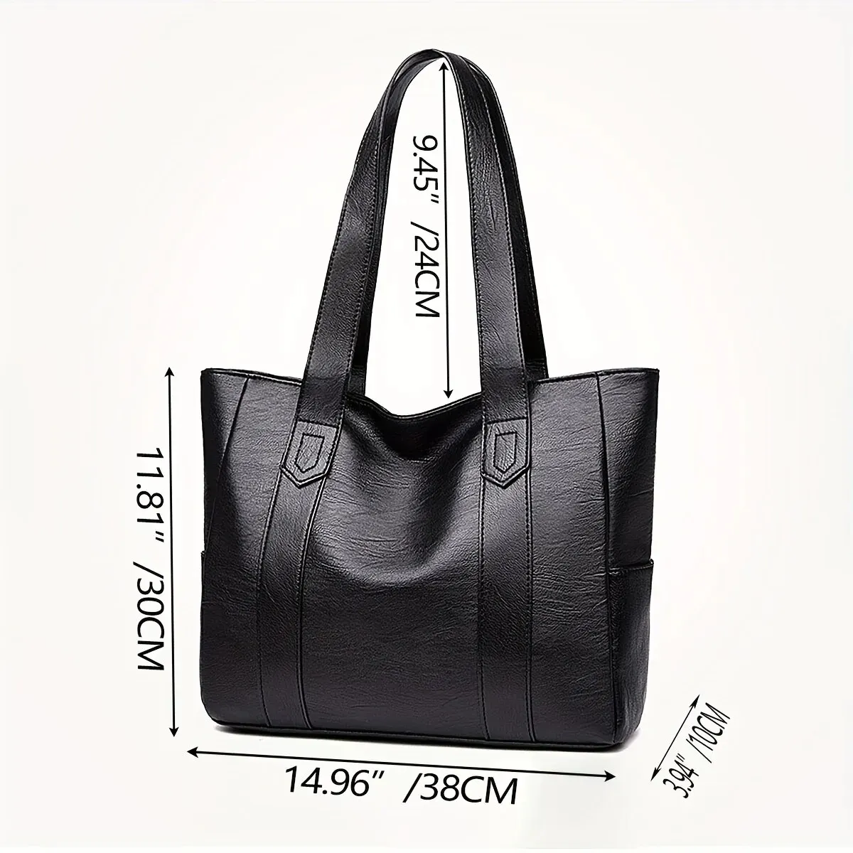 Bolsa tote vintage de grande capacidade, bolsa de ombro vegana retrô, bolsa casual feminina para deslocamento