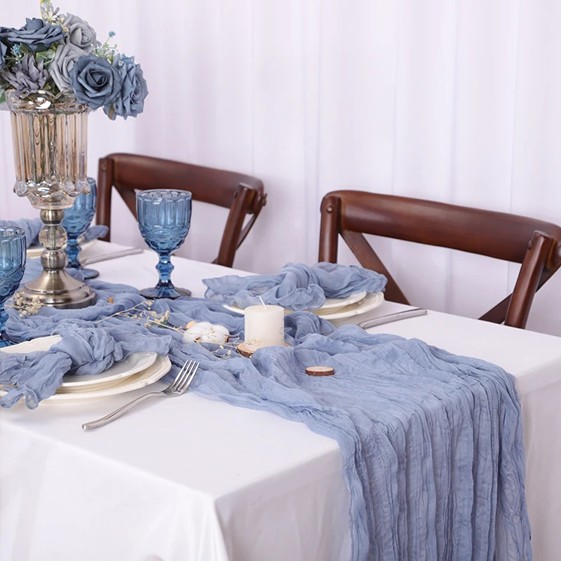 Camino de mesa con diseño de eventos, tela de queso, gasa, crepé, decoración rústica para fiesta de boda, mesa de granja, regalo de calentamiento de casa, Pascua
