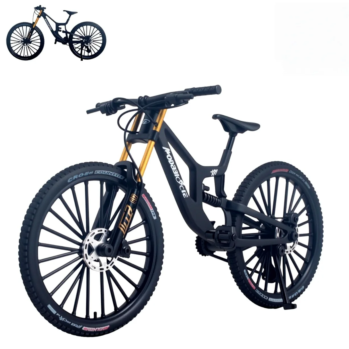 1:6 Scale Alloy Mountain Bike Model Realistic Gear Toy with Front & Rear Shock Absorbers for Bicycle Enthusiasts