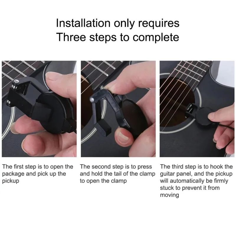 Longitud 3M Audio Jack Clip en pastilla para guitarra acústica\mandolina\Bouzouki\Violín\Banjo\Ukulele Sound Pickup Transductor Guitarras