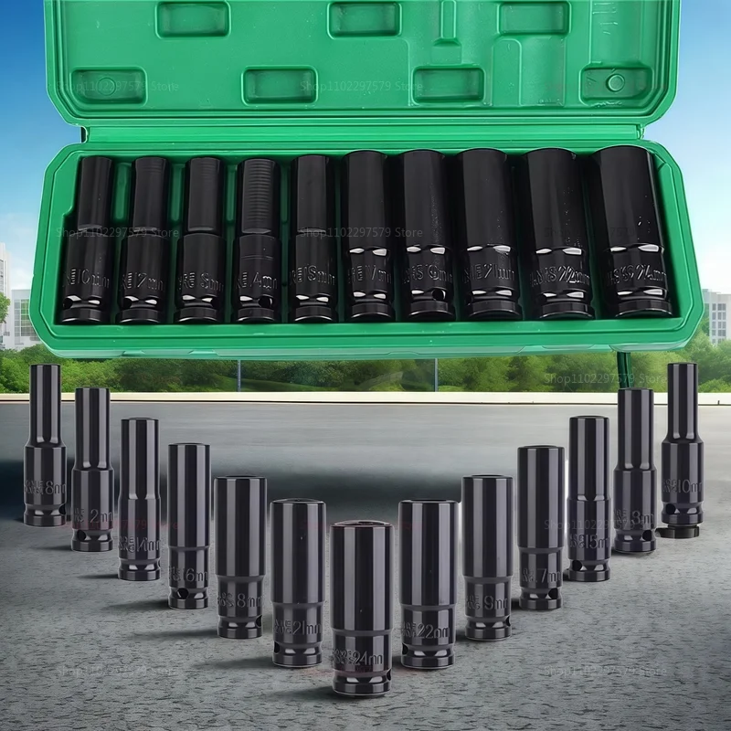 Juego de llaves de tubo, juego de llaves de tubo universales, juego de llaves de tubo de ranura profunda, llave de herramienta de mantenimiento neumático juego de 10 piezas