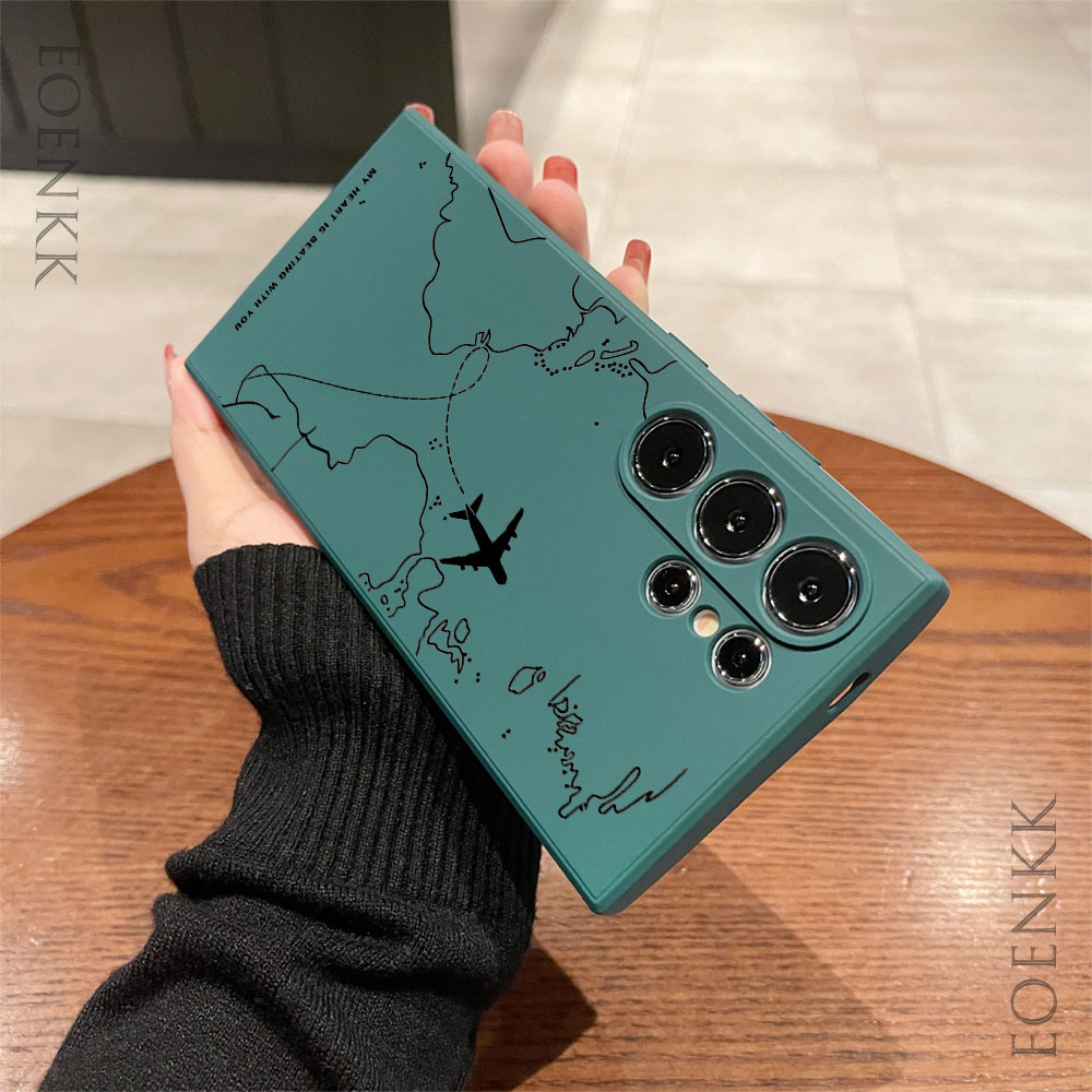 Funda de teléfono de gel de sílice para Samsung Galaxy, S25, S24 Ultra, S23, S22, S21, S20, Ultra FE Plus, Note 10, 20 Lite, ruta de avión
