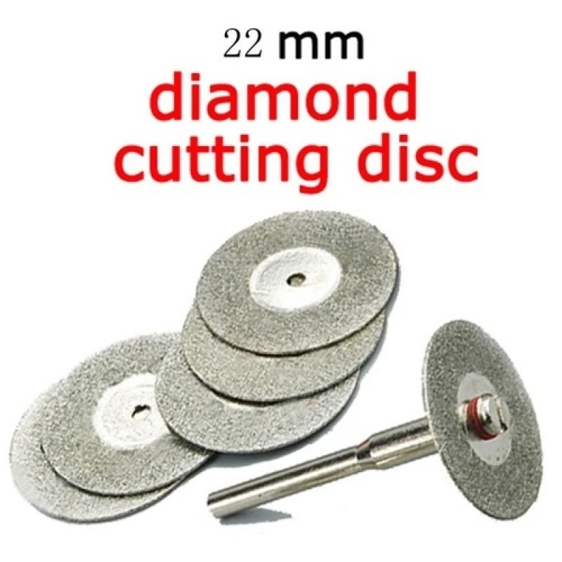 5 Stück 22 mm Diamant-Trennscheiben mit 1 Stück Verbindungsschaft Mini-Diamant-Sägeblatt abgeschnitten für Dremel Drill Fit Drehwerkzeug