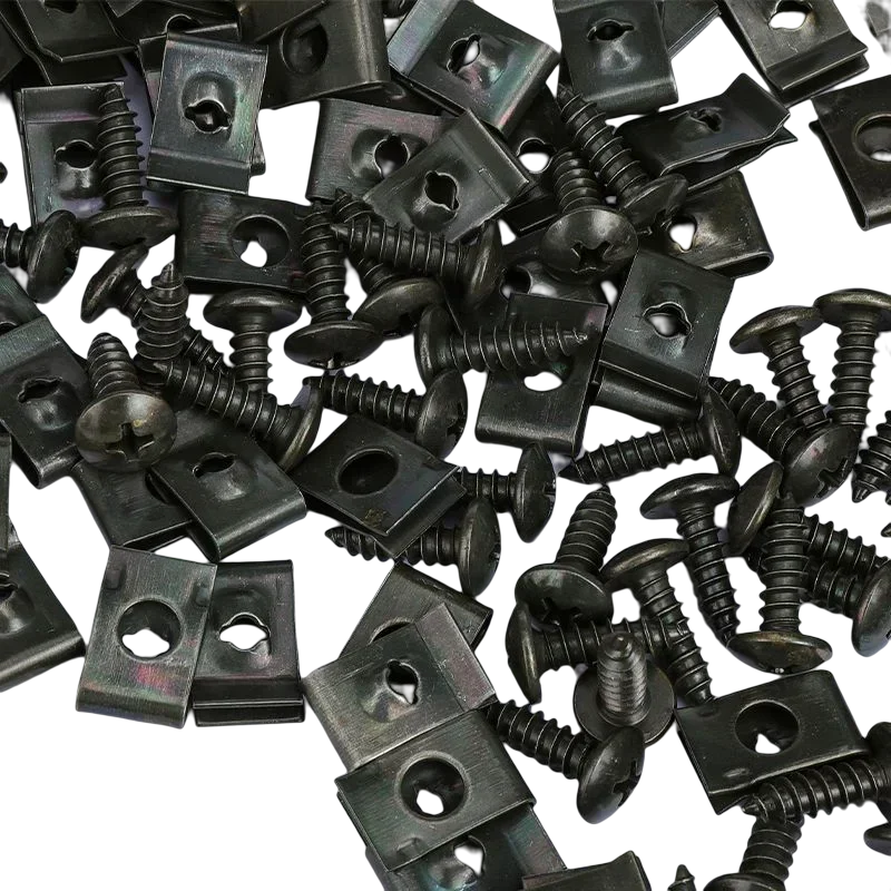 Clips de sujeción de tornillo de Metal para motocicletas y coches, Clip tipo U con tornillo, Clip de protección antioxidante, hebilla de tornillo, hoja de hierro