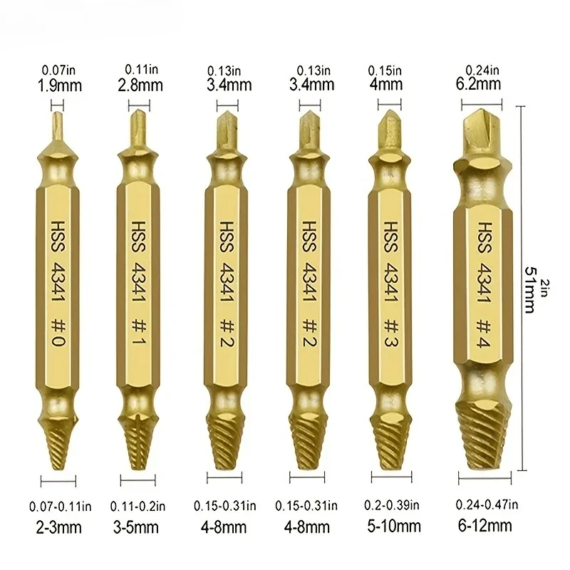 Juego de extractores de tornillos dañados, broca HSS, removedor de rotos pelados, Kit pequeño y fácil de sacar, herramientas eléctricas de fácil demolición