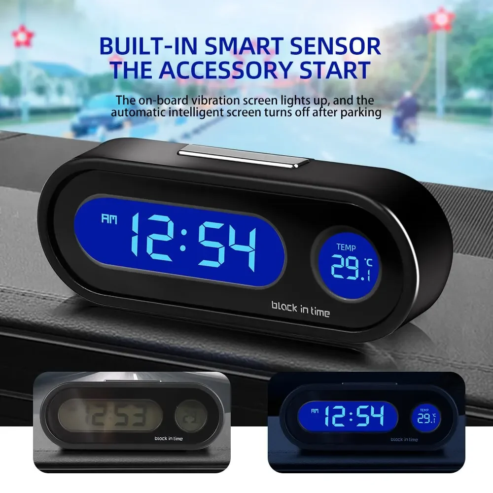 Mini elektronische autoklok Tijdhorloge Auto Dashboard Klokken Lichtgevende thermometer LCD-achtergrondverlichting Digitaal display Auto-accessoires