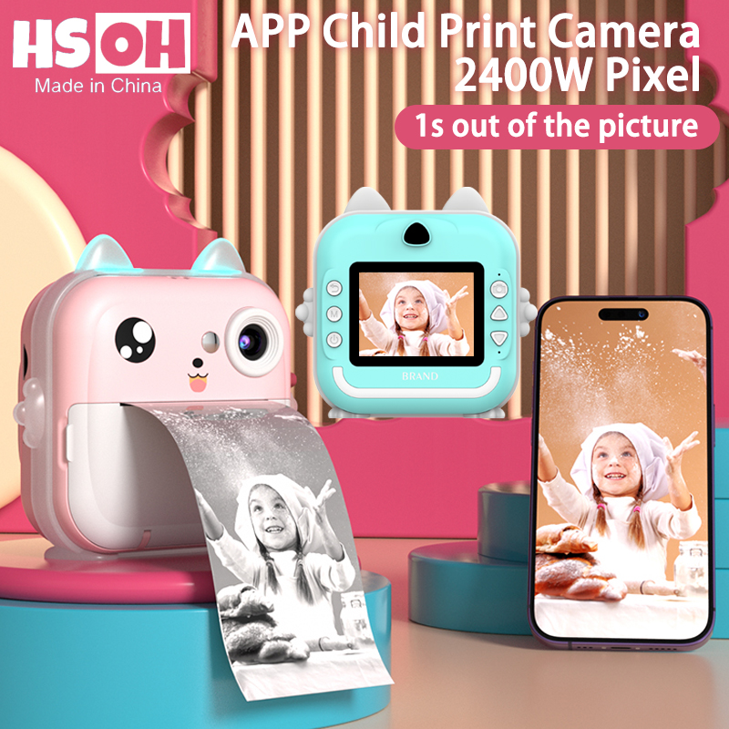 Kinder 1080P HD Digitalkamera Spielzeug Sofortdruck für Kinder Thermodruckkamera Sofortdruck Foto Video mit 32G Speicherkarte