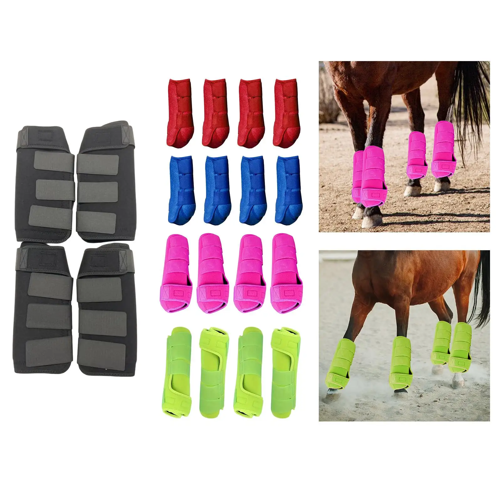 4x set di fasce per gambe protettive per gambe per scarponi da cavallo per allenamento