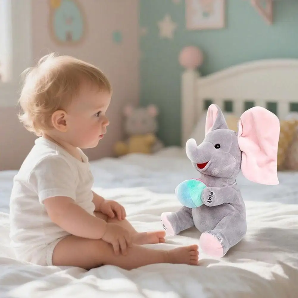 Hide-and-seek Elephant Plush Toy Animated Elephant Toys Plush Singing Elephant With Ears Moving Interactive Toys Gifts For Baby