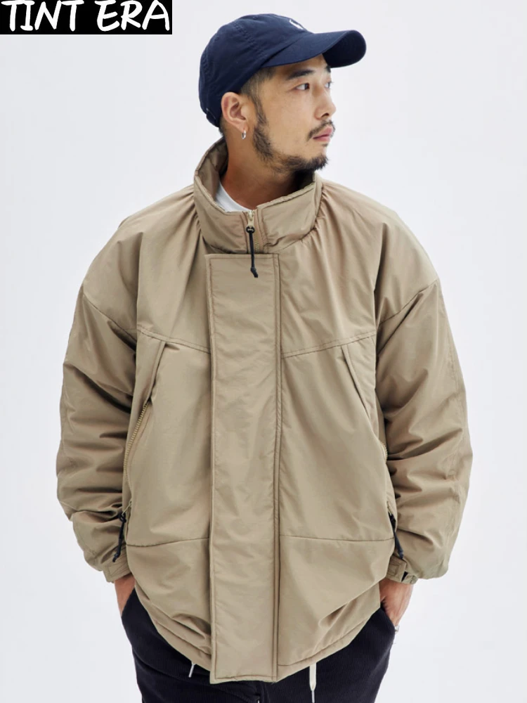 Abrigo Vintage de algodón para hombre y mujer, Parka holgada con cuello levantado, Color sólido, estilo Harajuku, informal, para invierno