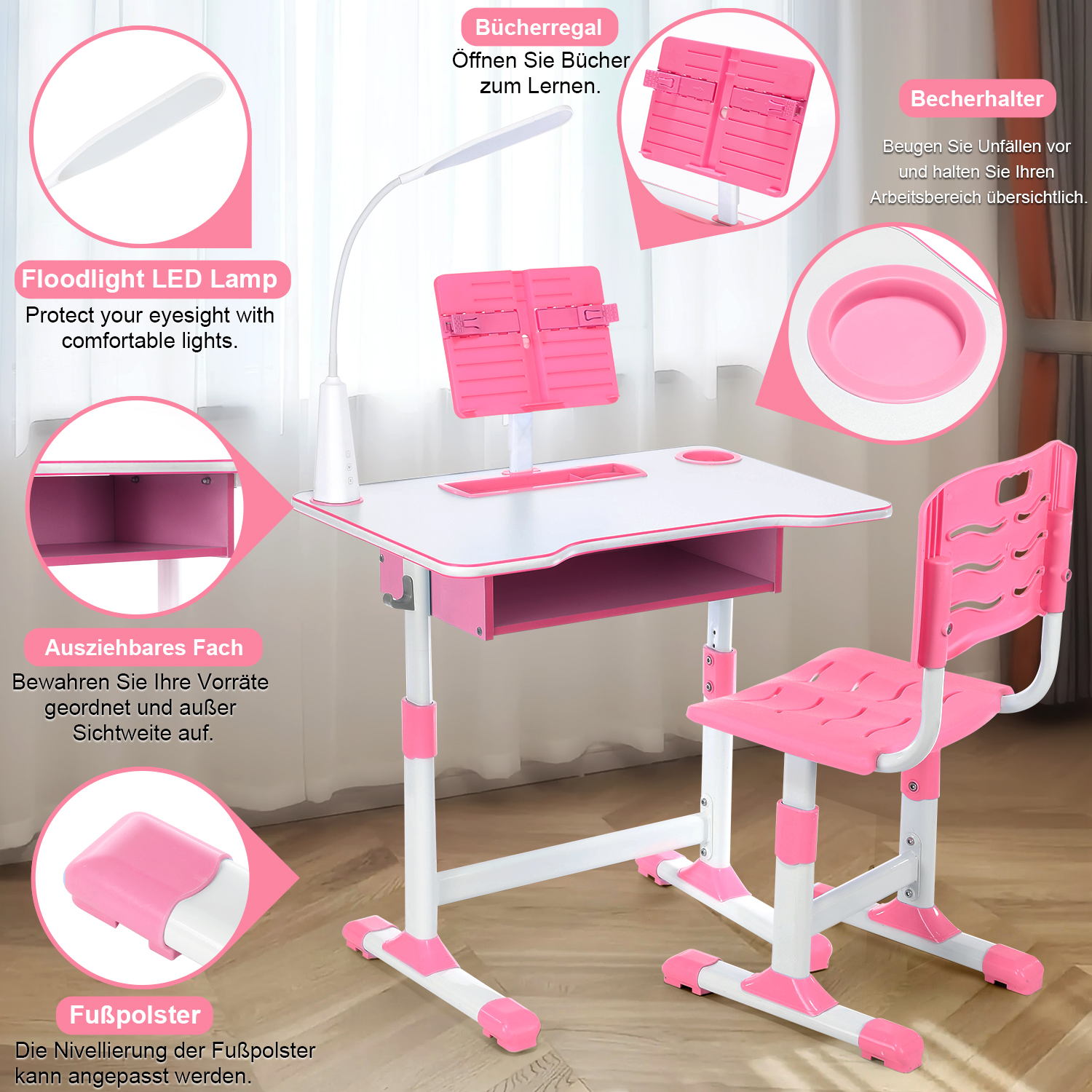 Conjunto de mesa e cadeira para crianças, conjunto de mesa de escrita de madeira para estudo com mesa