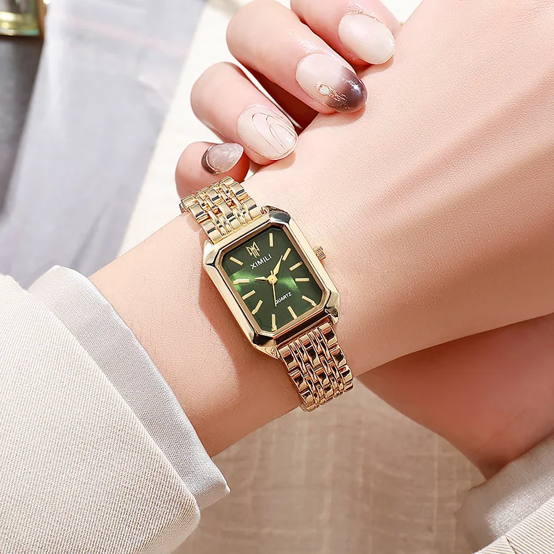 Mulheres negócios relógios de pulso luxo rosa ouro aço inoxidável relógios feminino clássico quadrado dial relógio quartzo pulso jóias reloj