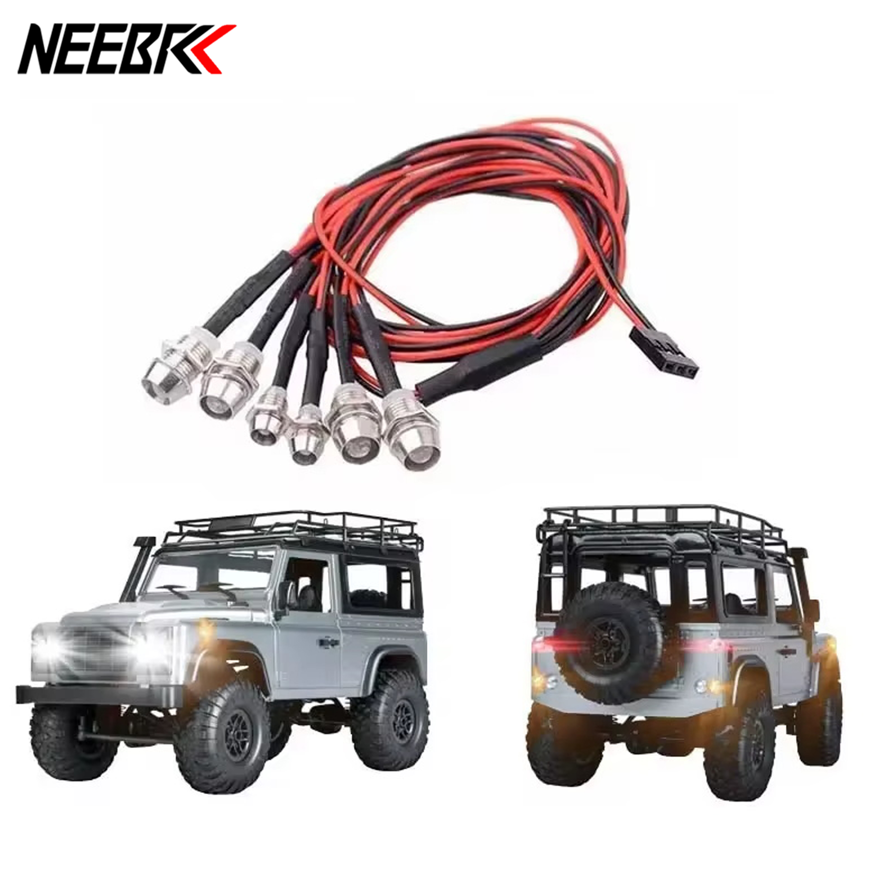 RC LED Light ชุดไฟหน้าสําหรับ 1/10 1/8 1/12 RC รถรถบรรทุก Crawler Drift ไฟหน้ารถไฟท้าย TRAXXAS HSP HPI MN99 MN90 Wltoys