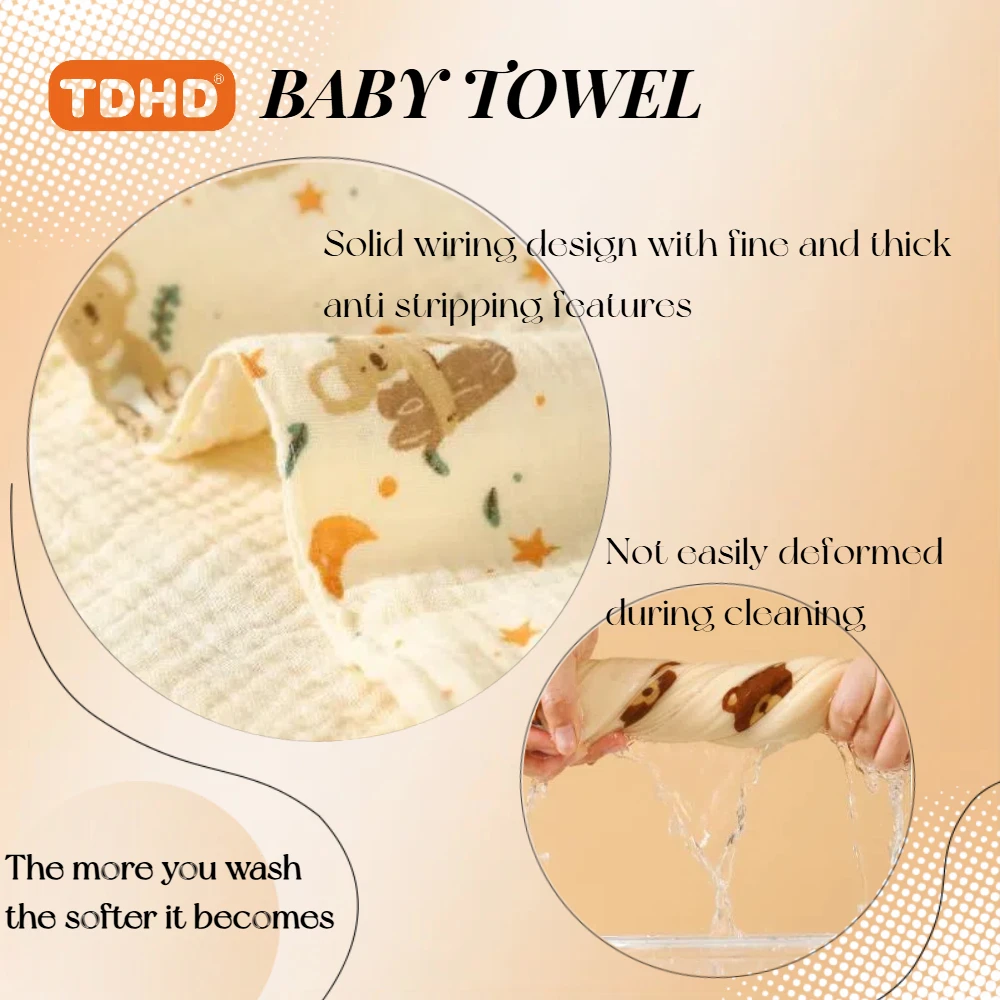 TDHD Cotton Muslin Baby Face Towel Long Burp Cloth for Newborn Kindergarten Hand Towels Infant Drooling Bibs Washcloth Baby Item