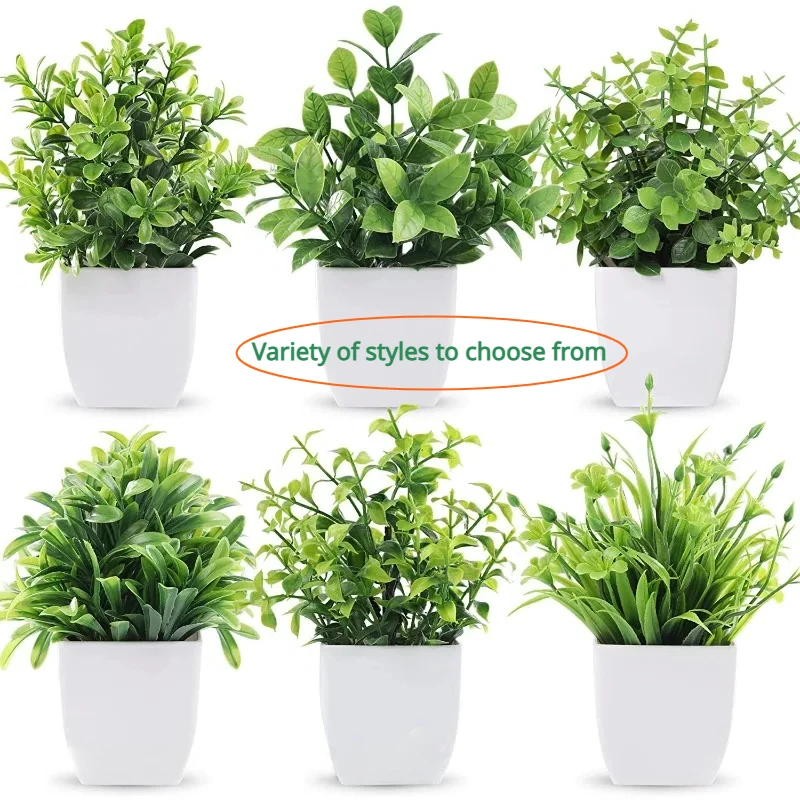 บอนไซประดิษฐ์สีเขียวปลอม Eucalyptus ดอกไม้กระถางต้นไม้สําหรับในร่มกลางแจ้งบ้านห้องนอนอุปกรณ์ตกแต่งสวน